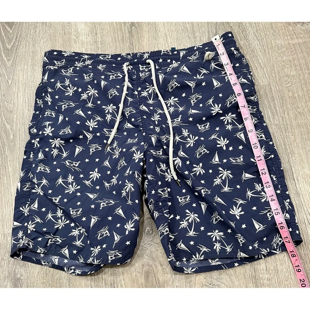 Polo Ralph Lauren Shorts Men's Small Board Blue Sailing Palm Trees Swim‎ Trunks